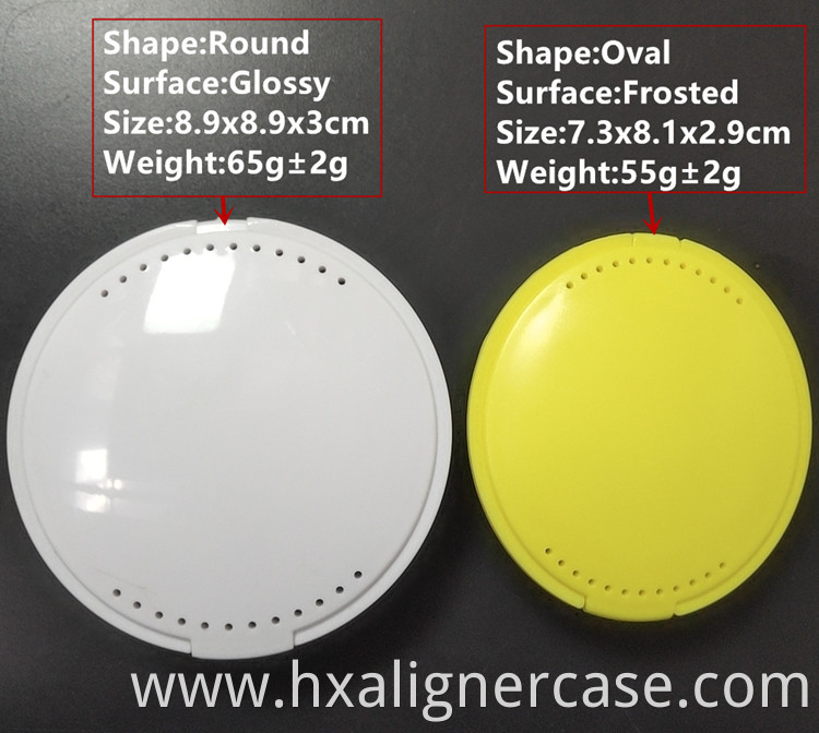 Square /Round Shape Wholesale Plastic White Ventilation Holes Orthodontic Dental Retainer Box Case With Mirror